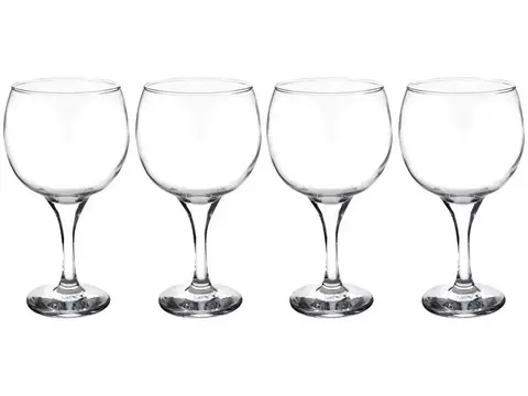 Conjunto de quatro taças de gin de 600ml em vidro transparente.