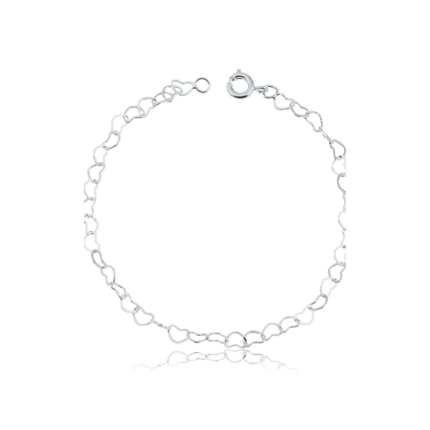 Pulseira Elos Corações Folheada a Prata 1000