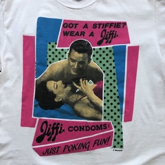 (M)90s Jiffy Condoms - Just Poking Fun! Vintage Tee - Lava Vintage