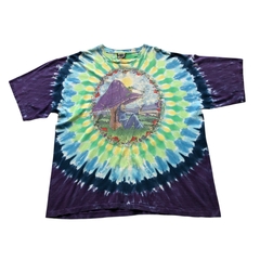 (XXL) 2000 Liquid Blue Mushrooms Tie Dye Vintage Tee - Lava Vintage