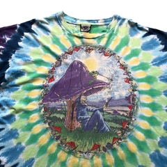 (XXL) 2000 Liquid Blue Mushrooms Tie Dye Vintage Tee