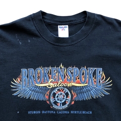 (XL) Y2K Broken Spoke Saloon Vintage Biker Longsleeve Tee - Lava Vintage