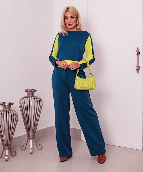 Conjunto Karina em neoprene azul