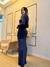 Vestido longo com transparência - azul marinho na internet