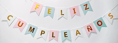 Banderín Feliz Cumpleaños - Letras Doradas - Miticlick