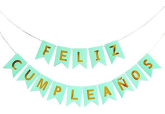 Banderín Feliz Cumpleaños - Letras Doradas