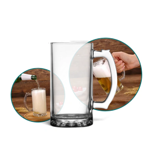 12 Canecas Lisas Chopp Cerveja 500ml Para Bares Restaurantes Branco Zero Grau