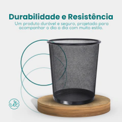 Kit 4 Lixeira Metal Aramado Cesto Lixo Escritório 8l Preto