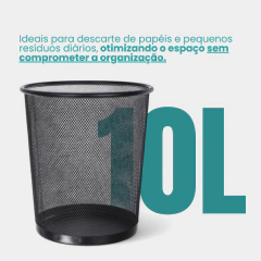 Kit 4 Lixeira Metal Aramado Cesto Lixo Escritório 8l Preto - loja online