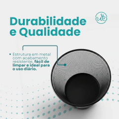 Lixeira Metal Aramado Telada Cesto Lixo Escritório 10 Litros Cor Preto - Madock Variedades