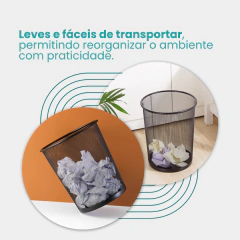 10 Lixeira Metal Aramado Cesto Lixo Escritório Quarto 12,5 L Preto - comprar online