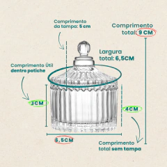 Kit 10 Peças Mini Potiche Vidro 9cm Lembrancinha Bomboniere Branco na internet