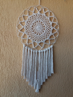 Mandala Barbante 7chakras (madeira/pérola/cristais) - MandaladaluUz