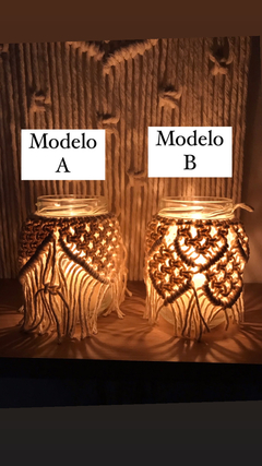Pote Vidrinho macramê + VELA LED - comprar online