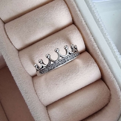 Anel coroa cravejada de zircônia Prata 925 - BellaUna joias 