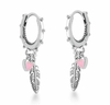 Argola pena com pingente rosa Prata 925