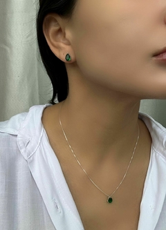 Conjunto gota verde esmeralda Prata 925 - comprar online