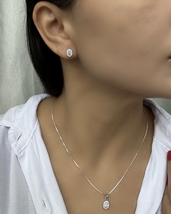 Conjunto zircônia oval transparente Prata 925 na internet