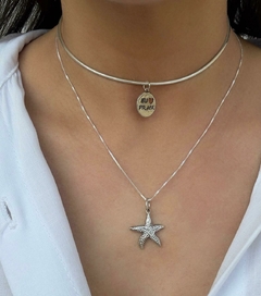 Pingente medalha eu amo praia Prata 925 - BellaUna joias 