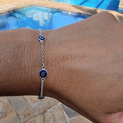 Imagem do Pulseira com intervalos de olho grego Prata 925