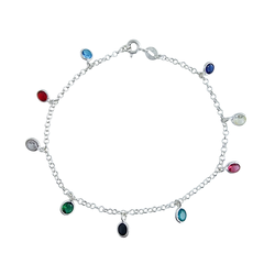 Pulseira Elos Português Com pingentes Zircônia Prata 925 - loja online