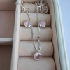 Conjunto Ponto de luz 7mm Rosa Prata 925