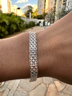 Pulseira Masculina esteira maciça 8mm prata 925 21cm - comprar online