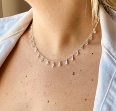 Choker Elos Português com pingentes de zircônias Prata 925 na internet