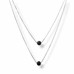 Colar duplo turmalina negra 45cm Parta 925 - comprar online