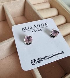 Brinco ponto de luz 7mm Rosa Prata 925 na internet