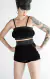 Conjunto top e shorts cós alto bordado preto