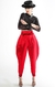 High waist red pants