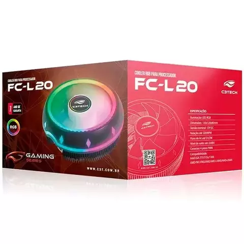 Cooler FAN CPU FC-L20RGB C3 TECH Gaming - C3TECH