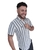 CAMISA MANGA CURTA SLIM FIT LISTRAS BRANCO/CINZA SQUIRREL - loja online