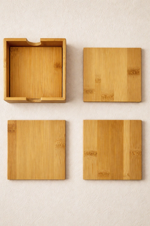 Conjunto de Porta-Copos em Bambu