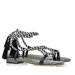 Flat Paris Preto/Branco Amarração Uza