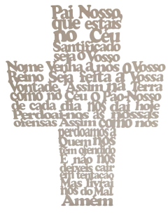 QUADRO PAI NOSSO CRUZ 32X45 MDF 3MM BRANCO