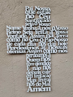 QUADRO PAI NOSSO CRUZ 32X45 MDF 3MM BRANCO - Infinity Laser
