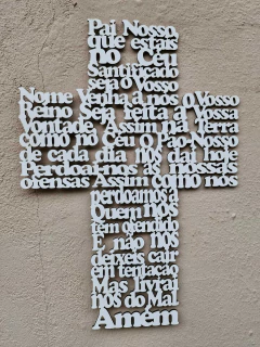 QUADRO PAI NOSSO CRUZ 32X45 MDF 3MM BRANCO na internet