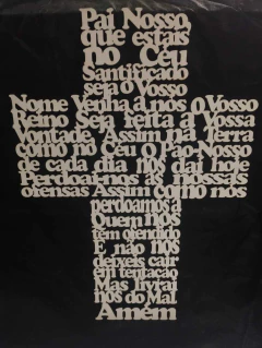 QUADRO PAI NOSSO CRUZ 32X45 MDF 3MM BRANCO - comprar online