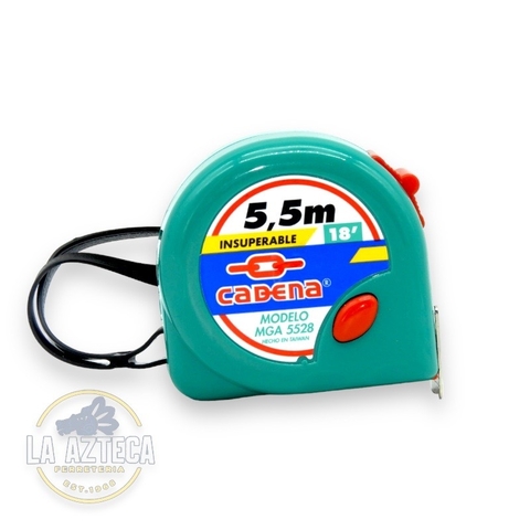 Flexometro Cadena 5.5m Extra Ancho Verde Aqua 2 vista