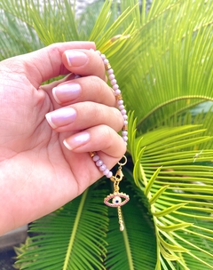 Pulseira olho grego rosa