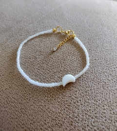 Pulseira Miçanga Branca E Lua