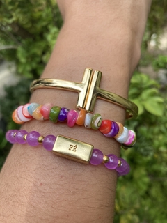Pulseira pedras roxa - comprar online