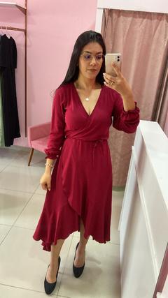 Vestido Envelope Ravena - Vinho - comprar online