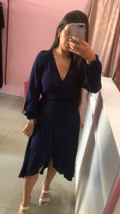 Vestido Envelope Ravena - Azul Marinho - loja online