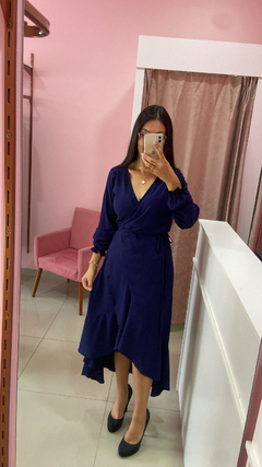Vestido Envelope Ravena - Azul Marinho na internet
