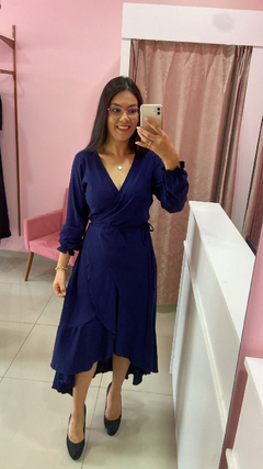 Vestido Envelope Ravena - Azul Marinho - comprar online