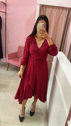 Vestido Envelope Ravena - Vinho na internet