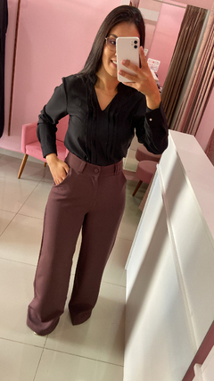 Calça Pantalona - Marrom - comprar online